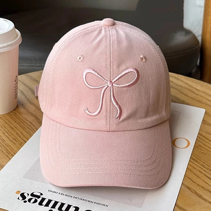 Embroidered Bow Cap Soft Fashion Baseball Cap
