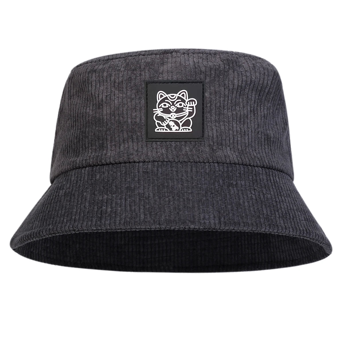 Unisex Lucky Cat Label Personality corduroy Bucket Hats Fisherman Caps Outdoor
