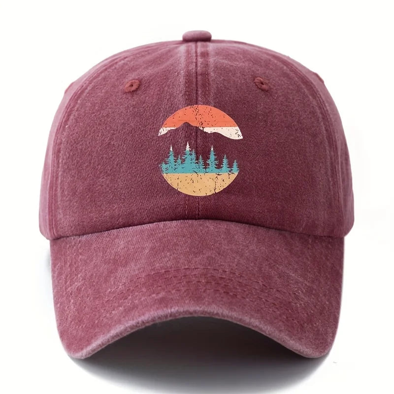 Mountain Sunset Printed Baseball Hat