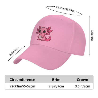 Cute Kawaii Pink Axolotl for Axolotl Lovers Casual Baseball Cap