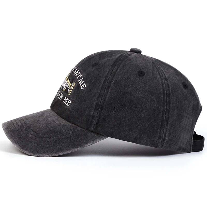 Unisex Fish Embroidery Wash Baseball Caps Spring and Autumn Outdoor