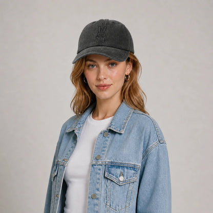 Rabbit Peace Sign Washed Baseball Cap