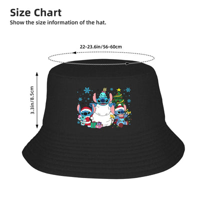 Unisex Bucket Hat Lilo And Stitch Christmas Summer Travel Headwear