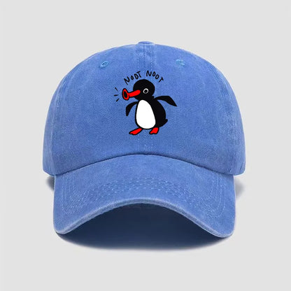 Cross-Border Hottest Curved Brim Wash Cotton Baseball Cap Cartoon Penguin