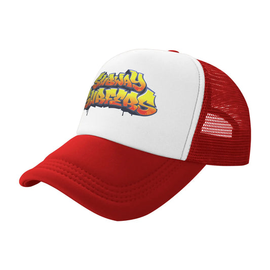 Subway Surfers Logo Mesh Baseball Cap Unisex Hip-Hop Trucker Hat Video Game Hat