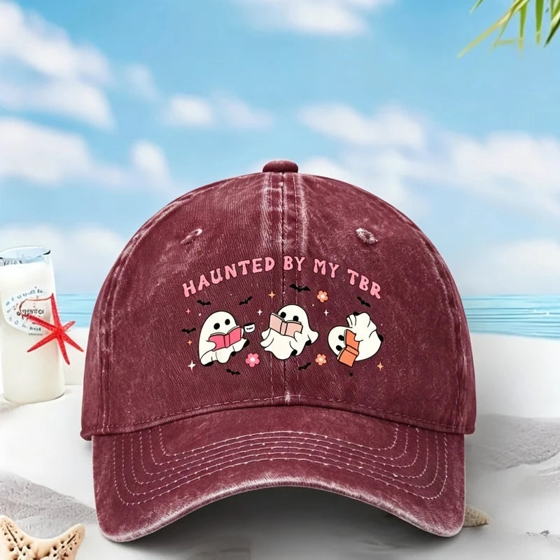 Reading Ghost Print Haunted By My TBR Unisex Baseball Cap