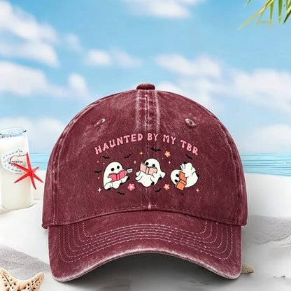 Reading Ghost Print Haunted By My TBR Unisex Baseball Cap
