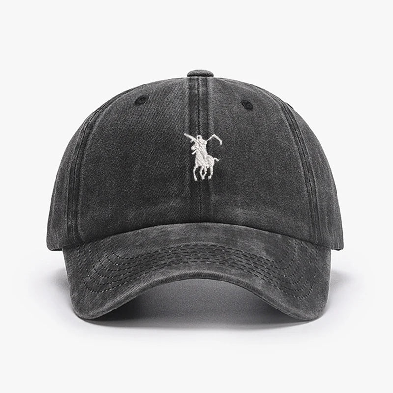 Soft Cotton Washed Soft Adjustable Sunbonnet Baseball Caps Men Women  Embroidery Design Grim Reaper Japan