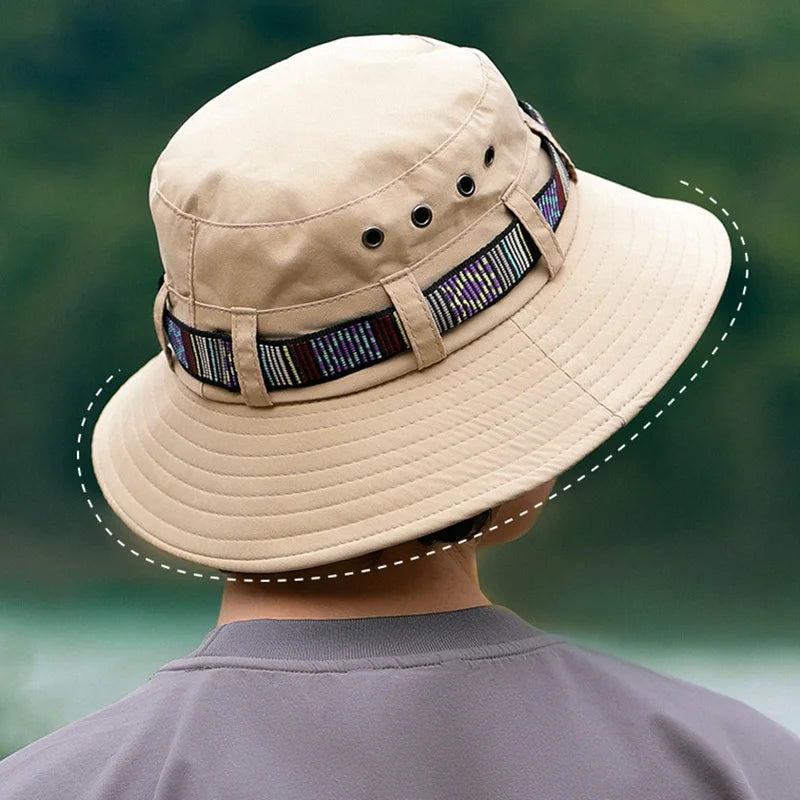 Quick-Dry Breathable Sun Hats Drawstring Bucket Hat
