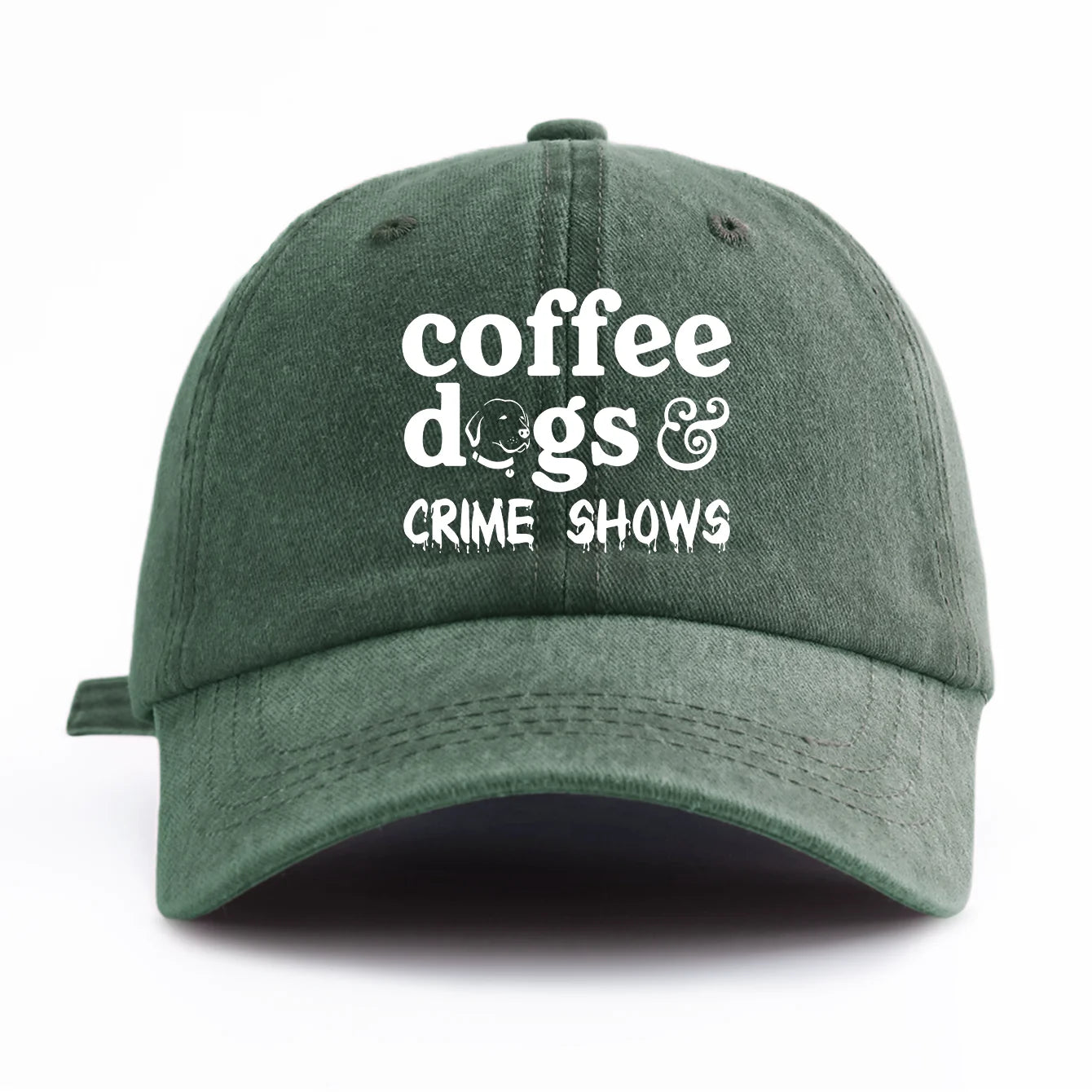 COFFEE DOGS Print Washed Baseball Cap For Adults