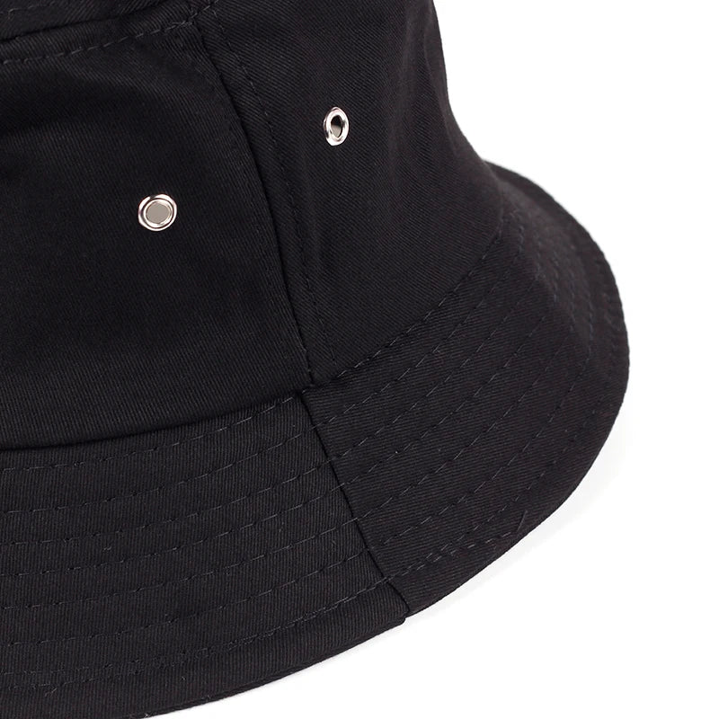 Solid Color Iron Pin Rings Personality Bucket Hat