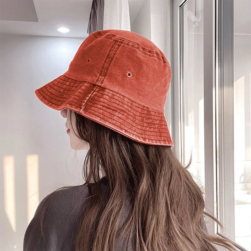 Bucket Hat Retro Washed Denim Fisherman Hat Fashionable And Versatile Sun Hat