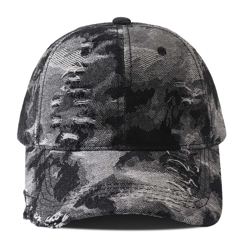Vintage Distressed Denim Baseball Cap Hip Hop Streetwear Washed Ripped
