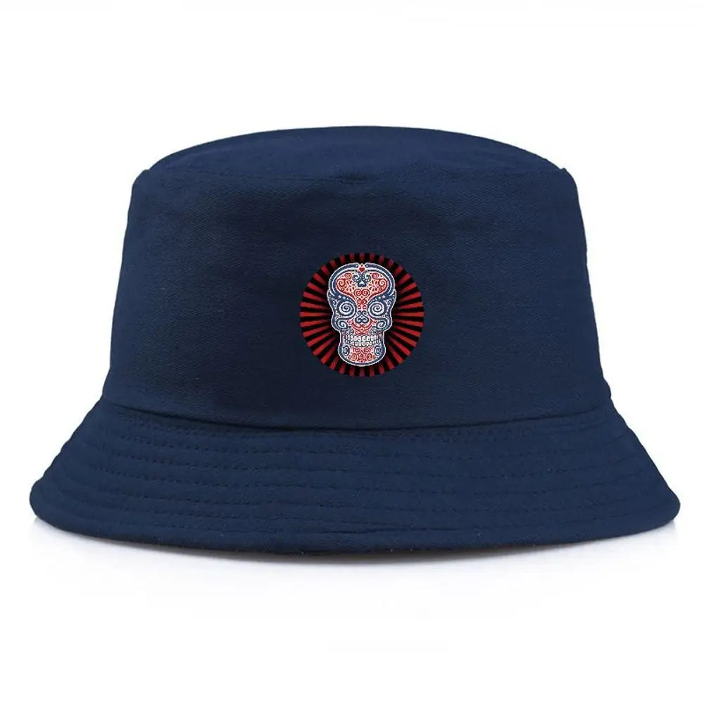 Sugar Skull Bucket Hat Summer Fisherman Hat Cotton Fishing Cap For Men Women