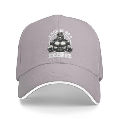 Age Is No Excuse Gorilla Weightlift Gym Quotes Baseball Cap