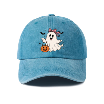 Witch Ghost With Pumpkin Graphic Baseball Cap