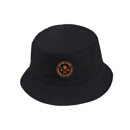 Black Summer Bucket Hat With Skull Print Fishing Cap For Men Women