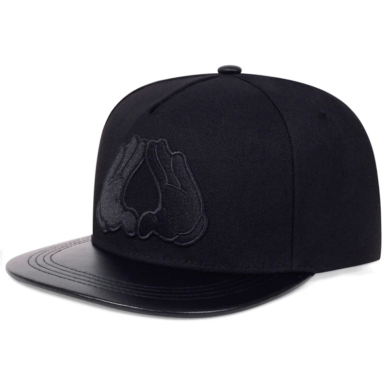 Fashion Snapback Caps Black Adjustable Hip Hop Hat For Men Women