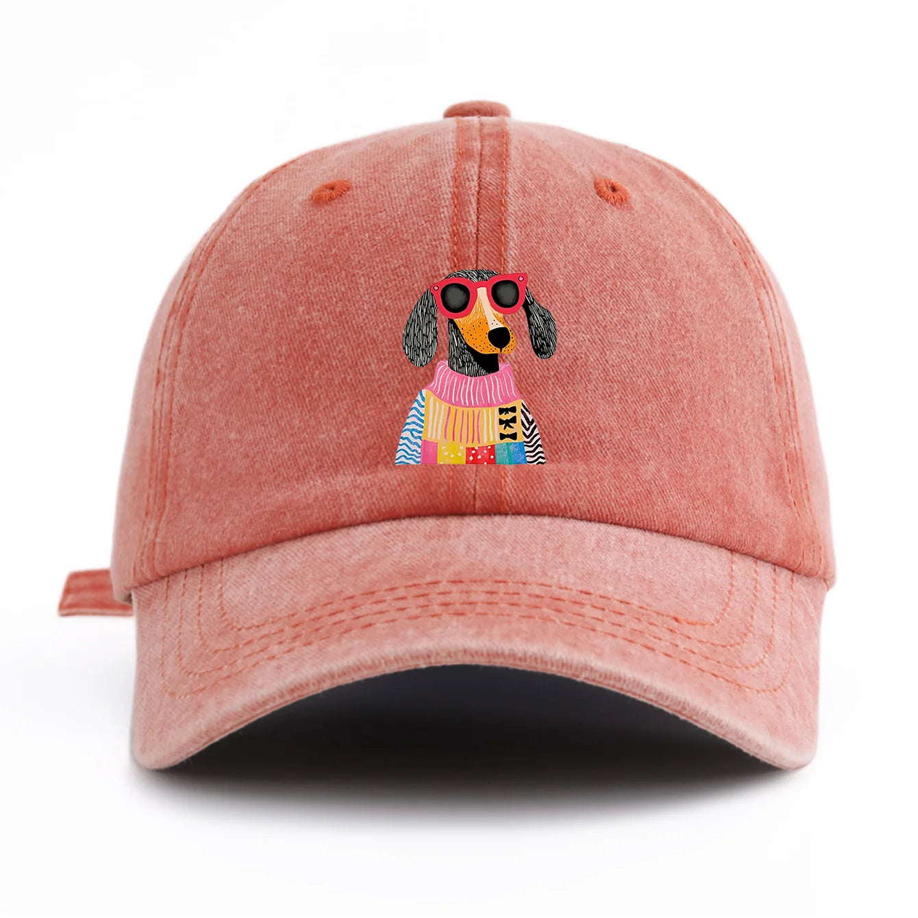 DOG Print Washed Baseball Cap For Adults