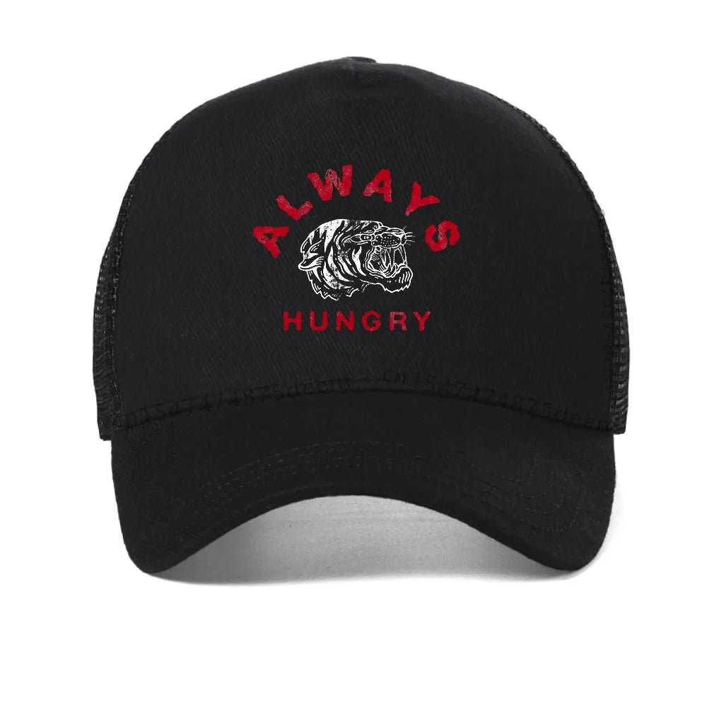 Always Hungry Tiger Printed Mesh Baseball Cap