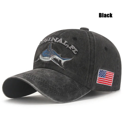 Shark Graphic And American Flag Embroidery Men Women
