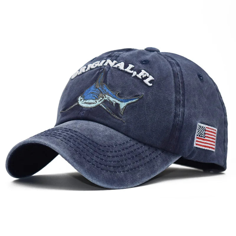 Alphabet Shark Embroidered Baseball Cap For Men And Women