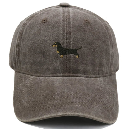 Dachshund Embroidered Vintage Washed Baseball Cap
