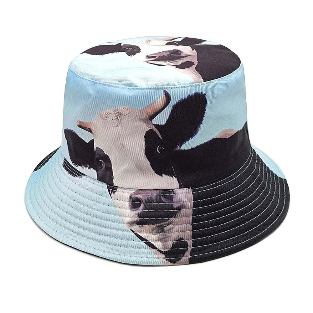 Double-sided Yellow Duck Print Pattern Panama Summer Sunscreen Fisherman Cap Bucket Hat