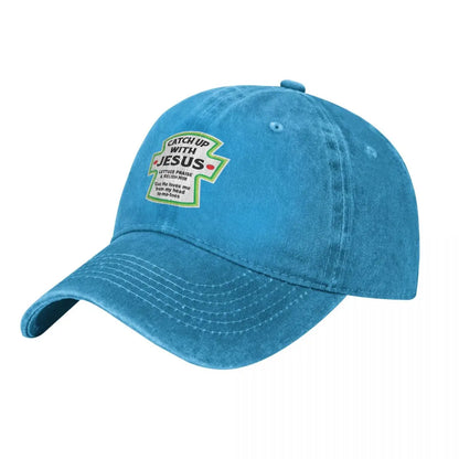 Catch Up With Jesus, Christian, Humorous Denim Hat Baseball Hat