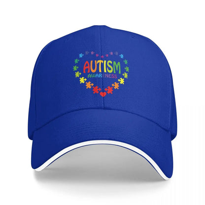 Unisex Baseball Hats Love Heart Autism Awareness Baseball Caps Hip Hop Cap