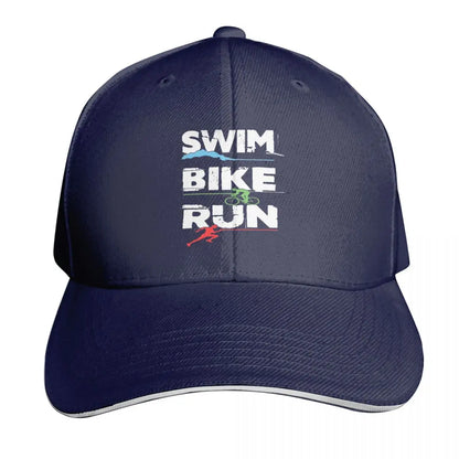 Triathlon Swim Bike Run Athlete Cap Fashion Casual Baseball Caps