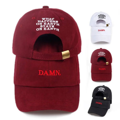 Letter DAMN Embroidery Baseball Cap Stitched Hip-hop Rapper Distressed Faded Cap