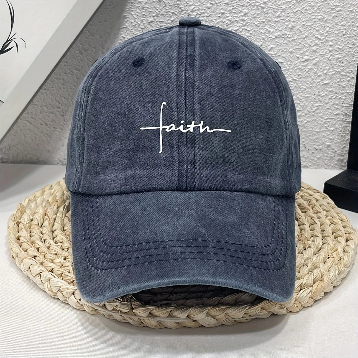 Faith Printed Retro Street Style Distressed Men Women Baseball Cap