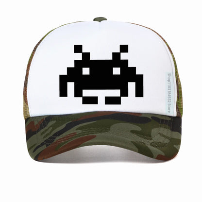 Don't Invade My Space Newest Space Invaders Arcade Mesh Breathable Baseball Cap