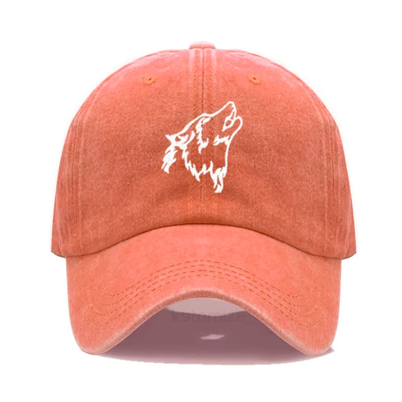 Wolf Embroidered Baseball Cap For Women Men