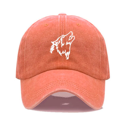 Wolf Embroidered Baseball Cap For Women Men