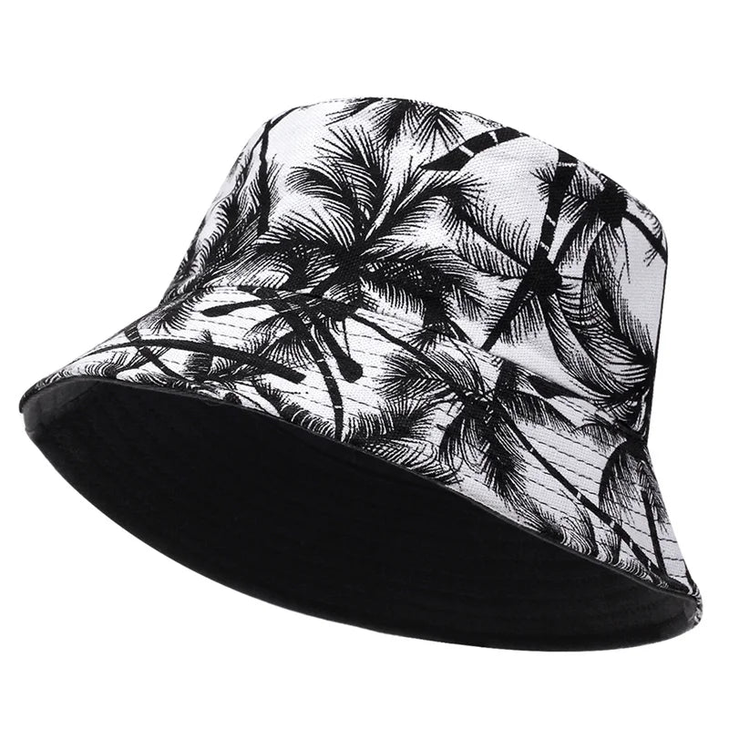 Unisex Tropical Coconut Tree Print Personality Bucket Hats
