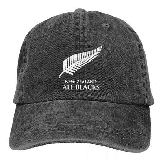 New Zealand All Blacks Unisex Baseball Cap Rugby Worldcup Sports Distressed Denim