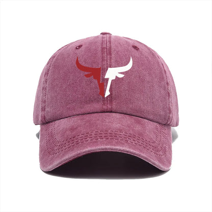 Bull head print baseball cap, vintage men's and women's duckbill cap