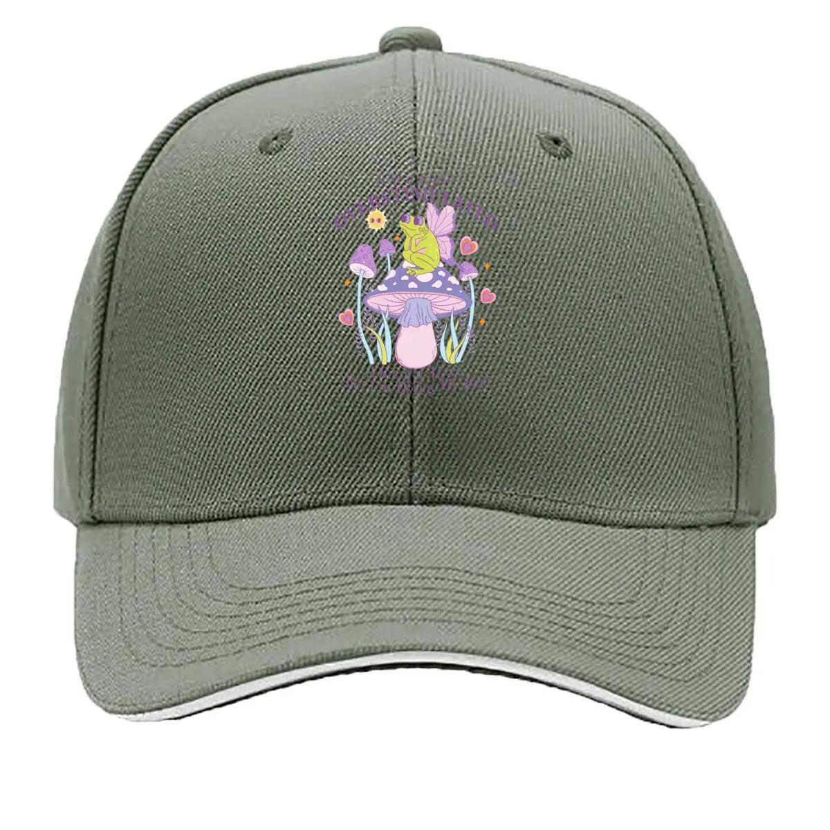 Just A Little Overstimulated Frog Mushroom Doing My Best Sandwich Baseball Cap
