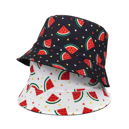 Vintage Printed Fishing Hat Summer Fisherman Hat Reversible Watermelon Bucket Hats For Women Men
