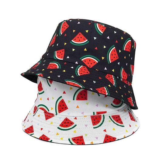 Vintage Printed Fishing Hat Summer Fisherman Hat Reversible Watermelon Bucket Hats For Women Men