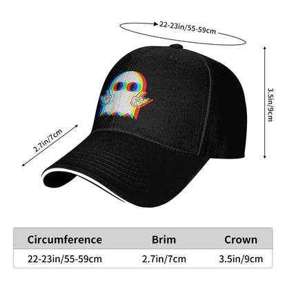 Rock On Psychedelic Ghost Retro Halloween Trippy Rave Party Sun Baseball Cap