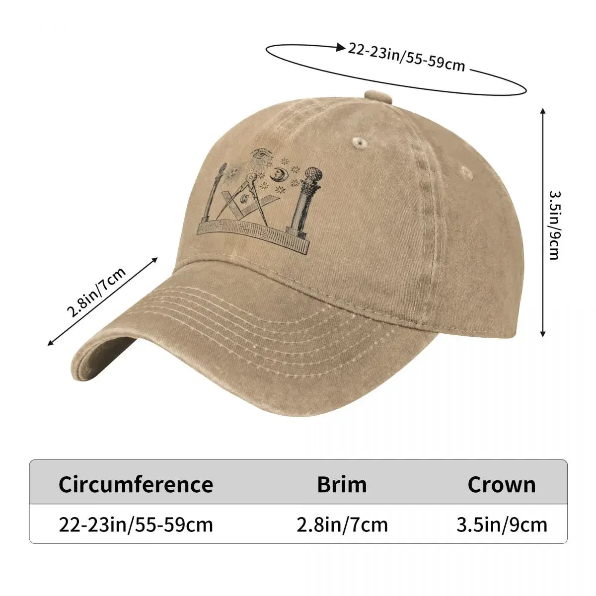 Classic Symbols Of Masonry Freemasonry Baseball Caps