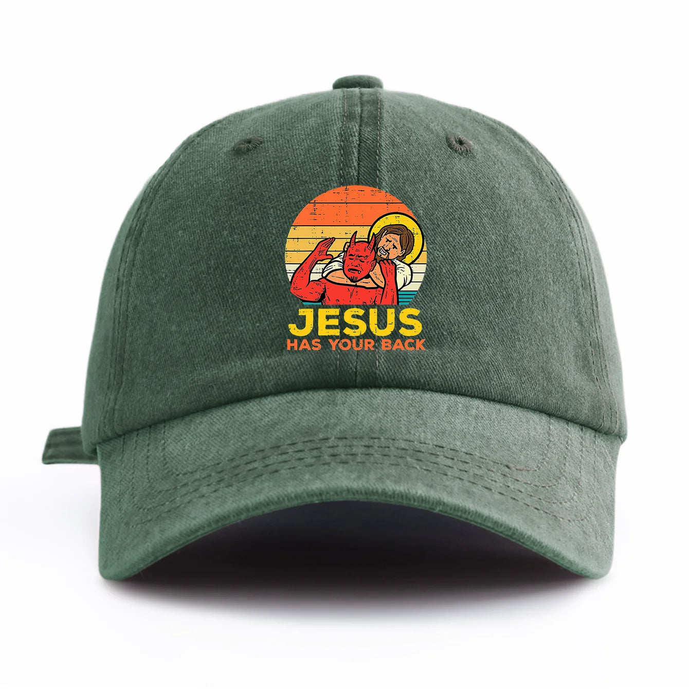 JESUS HAS U BACK Print Washed Baseball Cap For Adults