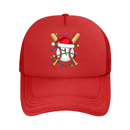 Christmas Baseball Santa Hat Lights 2026 Mesh Baseball Cap