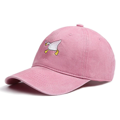 Embroidered Baseball Cap with Goose Pattern