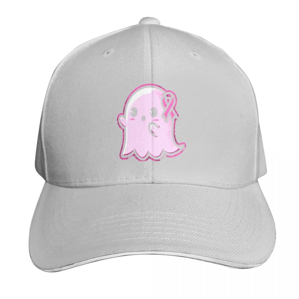 Pink Ribbon Ghost Charm Baseball Cap