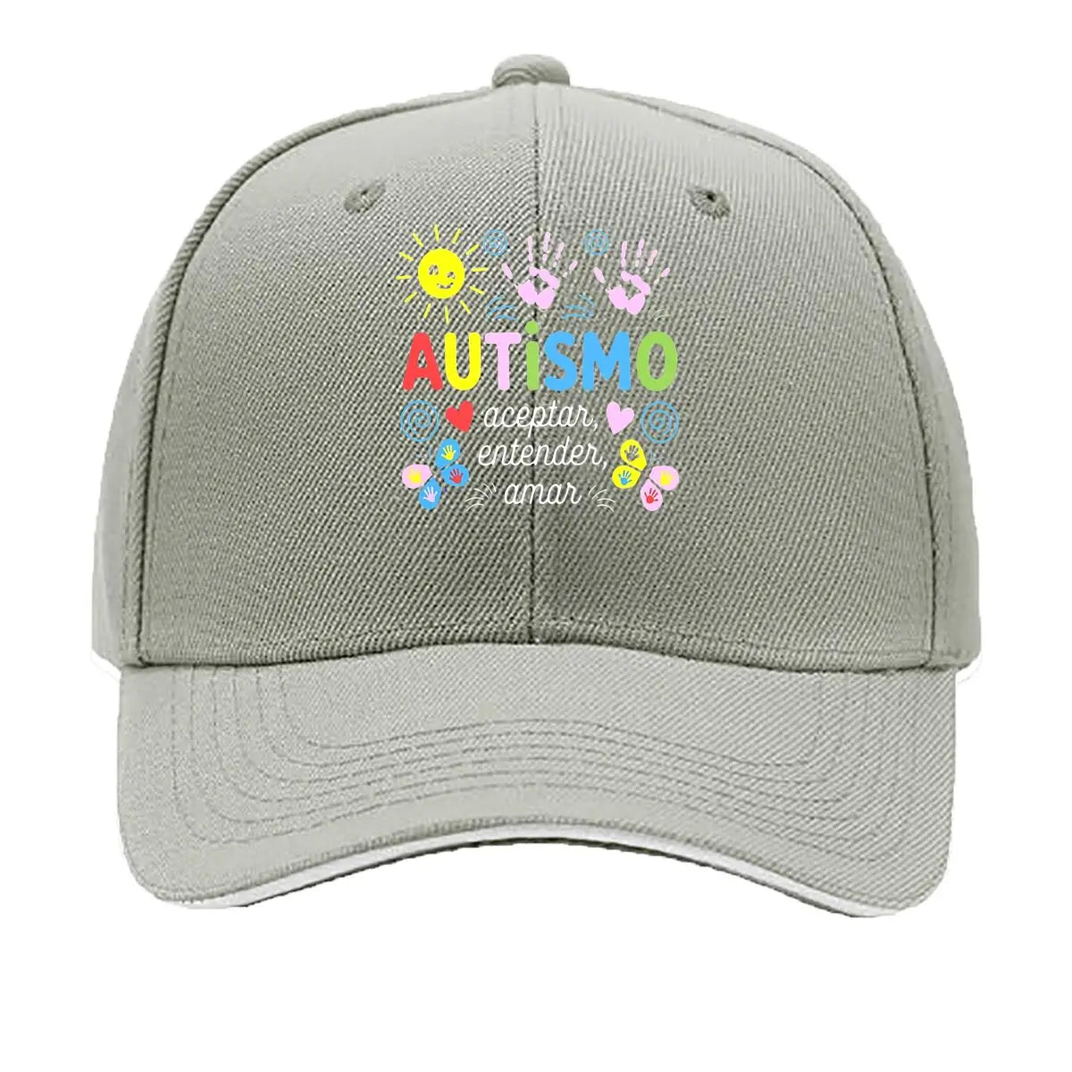 Autismo Colorful Handprints Sun Hearts Sandwich Baseball Cap