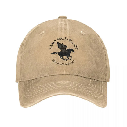 Camp Half-Blood Percy Jackson Men Women Baseball Cap Distressed Denim Hats Cap Retro